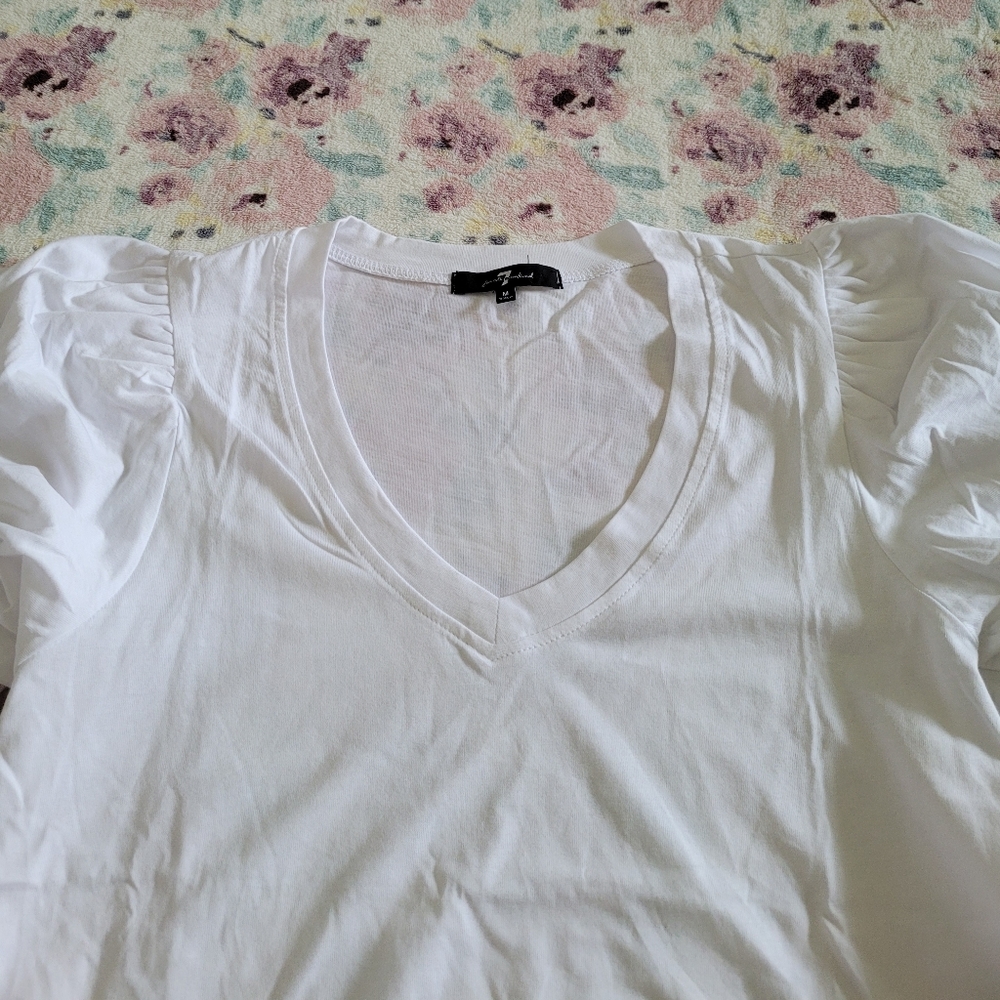 7 For All Mankind White Twist➰ Sleeve Top - Picture 11 of 14